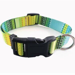 Boho Dog Collar • Yellow + Turquoise • Adjustable • Choose Size S-M-L